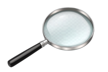 A reflective journey with a magnifying glass unveiling hidden details in the world around us on transparent background