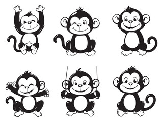 Monkey Line Art Illustration