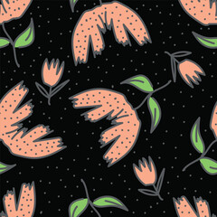 Cute feminine seamless watercolor pattern with little tiny wildflowers, hand drawn