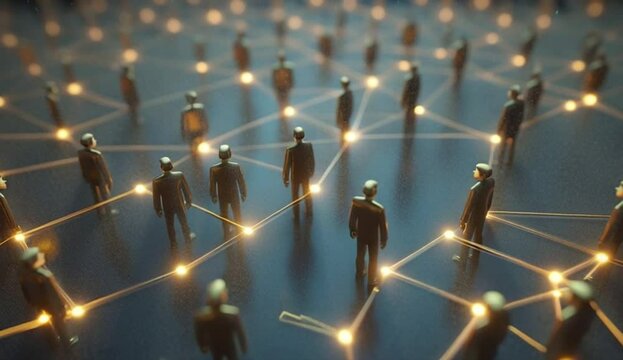 Global Network Connection Abstract Figures Digital Humanity Interconnection Teamwork