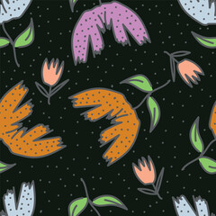 Cute feminine seamless watercolor pattern with little tiny wildflowers, hand drawn