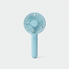 A stylish pale blue handheld fan perfect for summer heat relief providing cool portable breeze anytime anywhere