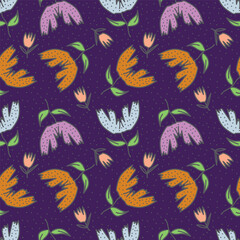 Cute feminine seamless watercolor pattern with little tiny wildflowers, hand drawn