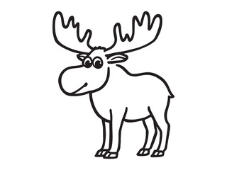 Moose Line Art Drawing