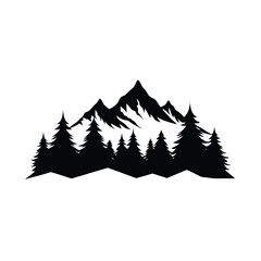 Fototapeta premium A vector illustration of a festive winter mountain landscape with snow-covered fir trees, perfect for a Christmas holiday card design
