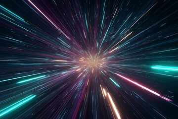 Fototapeta premium Abstract hyperspace background with light streaks for futuristic technology and data stream concept