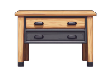 A charming wooden nightstand evokes a sense of rustic comfort perfect for a cozy bedroom or on transparent background