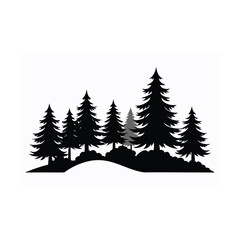 Winter forest vector illustration featuring festive Christmas trees adorned with snow, perfect for a holiday landscape design