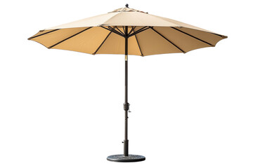 A calming beige patio umbrella offering cool shade on a sunny day perfect for summer on transparent background