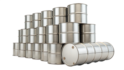  stack-of-metal-cylinders-creating-industrial-conce isolated on white background, png, ai generated