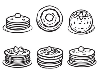 Pancakes Simple Line Sketch