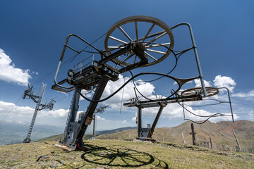 facilities of the old abandoned Puigmal ski resort, Haute-Cerdagne (Cerdagne), department of the...