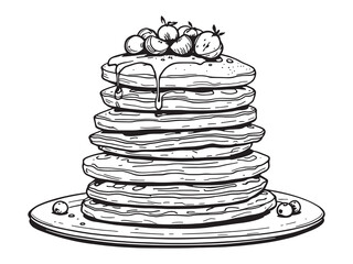 Pancakes Stack Line Drawing