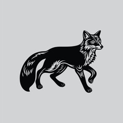 Black and White Jackal Silhouette Design