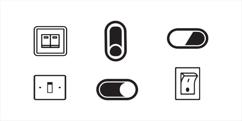 switch on off button icon set illustration on white background. switch on off silhouette vector.