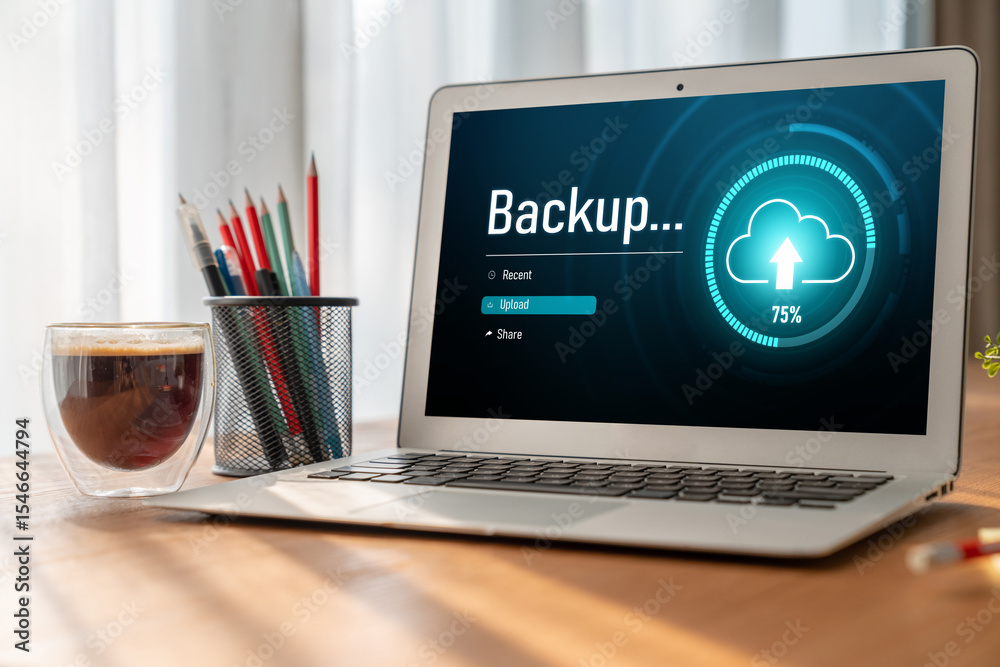 Poster backup storage data internet technology business concept. database storage cloud technology file dat