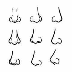 Nose shapes sketch set line art