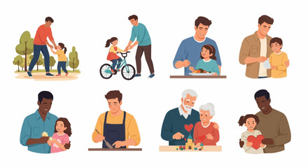 Father and grandfather reading with kids – multigenerational family time and storytelling.