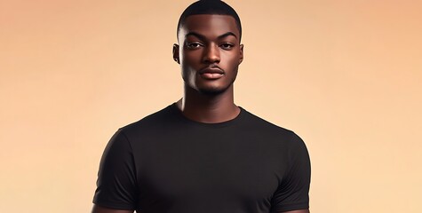 Stylish Black T-Shirt Mockup Male Model