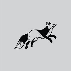 Leaping Jackal  Black and White Illustration