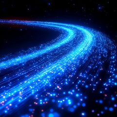 Obraz premium Abstract photo of flowing blue light streams representing digital data transfer in cyberspace