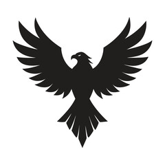 Bold Eagle Silhouette with Spread Wings and Sharp Beak in Simplified Vector Style.