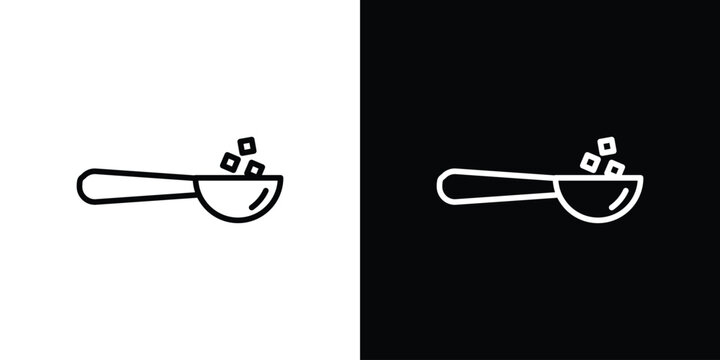 Sugar cubes spoon icon in black. flat graphic vector icon