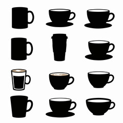 Mugs and cups assortment, coffee theme