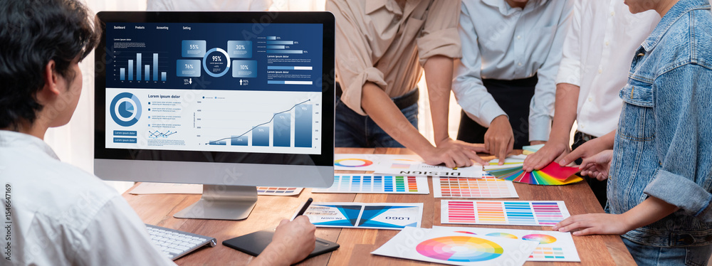 Poster Business data dashboard provide business intelligence analytic for marketing strategy planning brisk with big data set to analyze customer demands and foreseeing business future