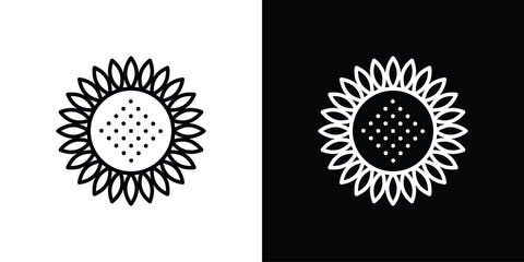 Sunflower icon in black. flat graphic vector icon