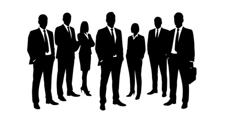 Business team silhouettes. Successful business team stands together. Strong corporate team concept for presentations, reports, and company profiles.
