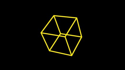 psychedelic minimalist 3d render of concentric wireframe cubes with glowing neon edges, hypercube tesseract concept - Powered by Adobe