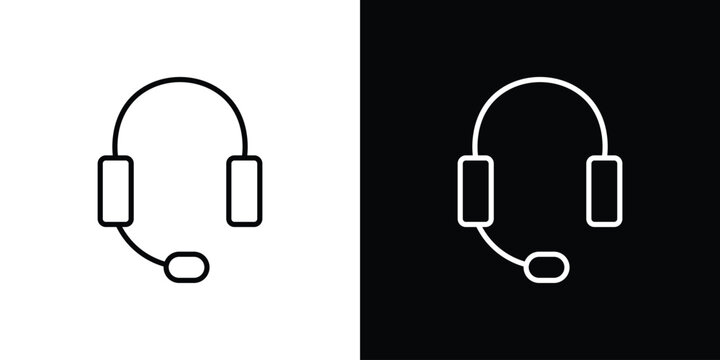 Support headset icon in black. flat graphic vector icon