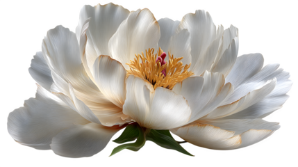 Elegant White Peony Blossom Closeup Botanical Floral Photography, transparent background