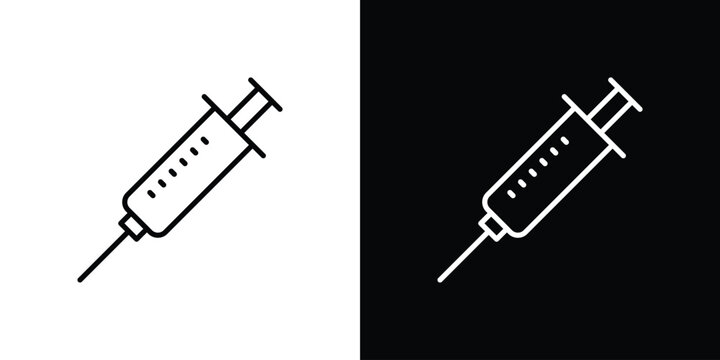Syringe icon in black. flat graphic vector icon