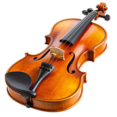 Fototapeta premium Classic Wooden Violin with Elegant Scroll and Chin Rest, Isolated on Transparent Background
