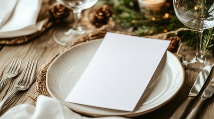 An exquisitely arranged dinner table awaits guests, showcasing a blend of natural elements and refined decor, embodying elegance, warmth, and the spirit of togetherness.