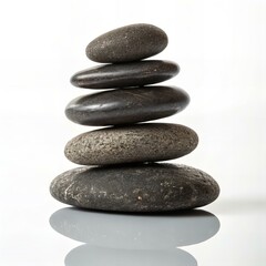 Balanced Dark Stones Rising Through Gentle White Mist