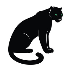 Elegant Silhouette of a Black Panther: A captivating minimalist illustration of a black panther, embodying the untamed spirit of the wild, with striking green eyes and a sleek, powerful silhouette. 