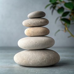 Fototapeta premium Balanced Dark Stones Rising Through Gentle White Mist