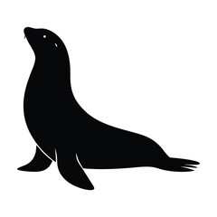 Black Seal Silhouette: The image presents a striking, solid black silhouette of a seal, captured against a plain background, emphasizing the elegant shape and form of the creature.