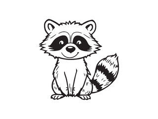 Raccoon Outline Vector Drawing