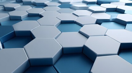 Geometric abstract background 3D hexagonal tile high tech digital design shadow depth top down perspective perfect futuristic UI concept custom white blue gradient background cut out isolated