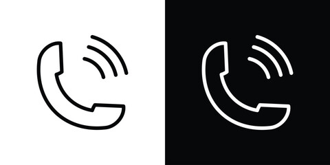 Telephone icon in black. flat graphic vector icon