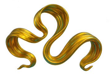 Opulent golden ribbons gracefully curving, intertwining with fluid motion against transparent backdrop, embodying dynamic elegance