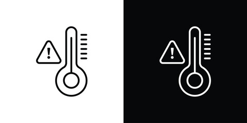 Temperature warning sign icon in black. flat graphic vector icon