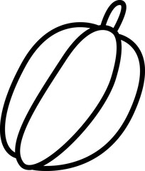 Fruits vegetables and berries line icon set. Vector pictograms banana, orange, strawberry, pineapple, blueberry, raspberry, lime, carrots, beetroot, mushrooms, peppers, cucumber Hand Drawn collection