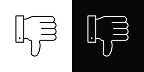 Thumbs down icon in black. flat graphic vector icon