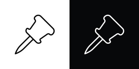 Thumbtack icon in black. flat graphic vector icon