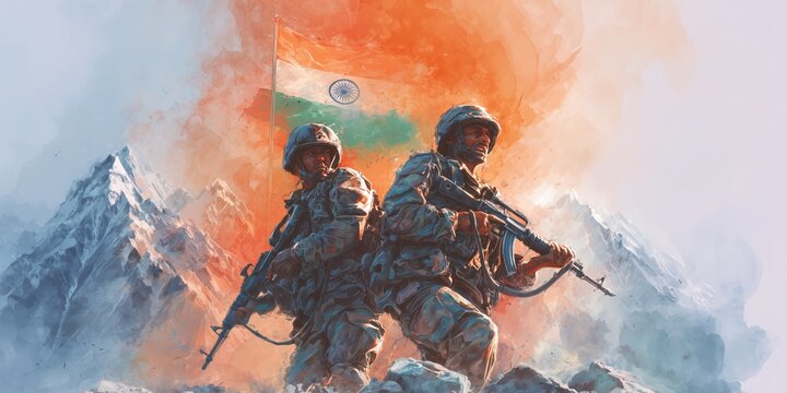 Kargil vijay diwas watercolor painting background.
